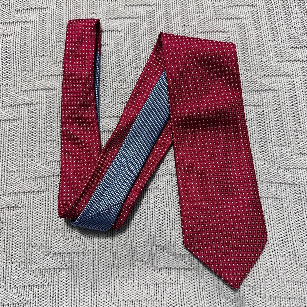 Vintage Tommy Hilfiger red micro plaid silk tie